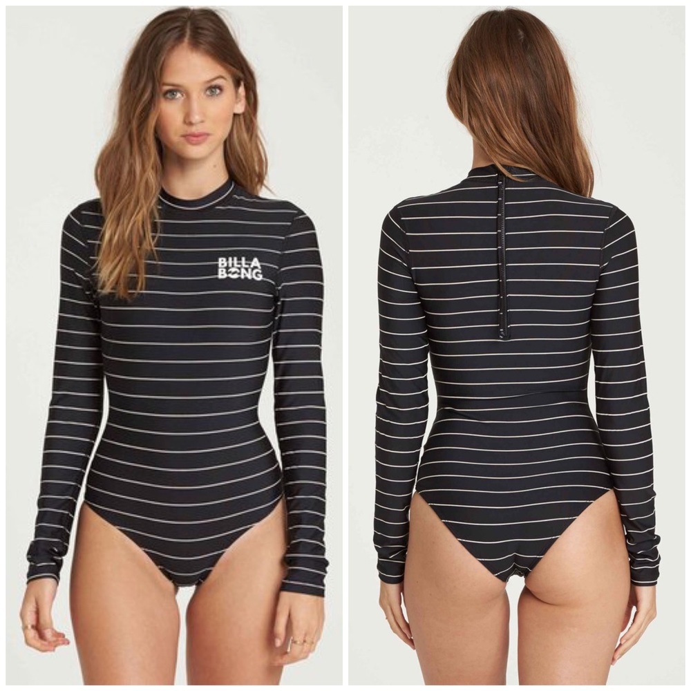 Billabong Black and White Striped Swimsuit
